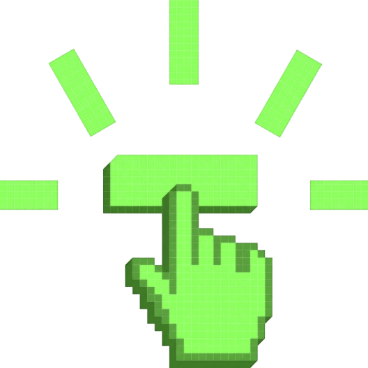 pixel hand clicking button