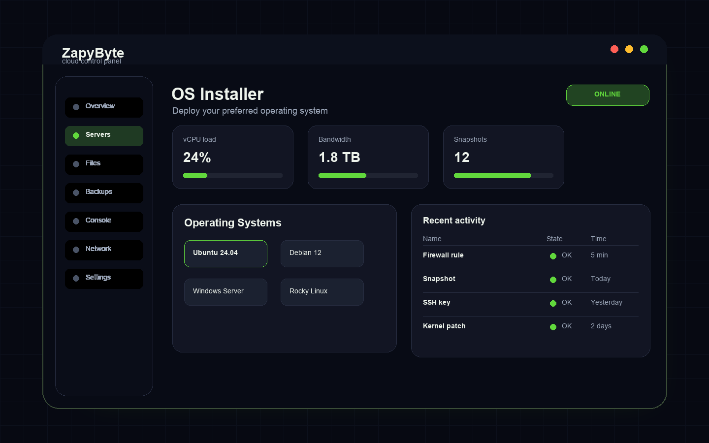 A preview of the Choose your operating system feature in the Firefly Panel