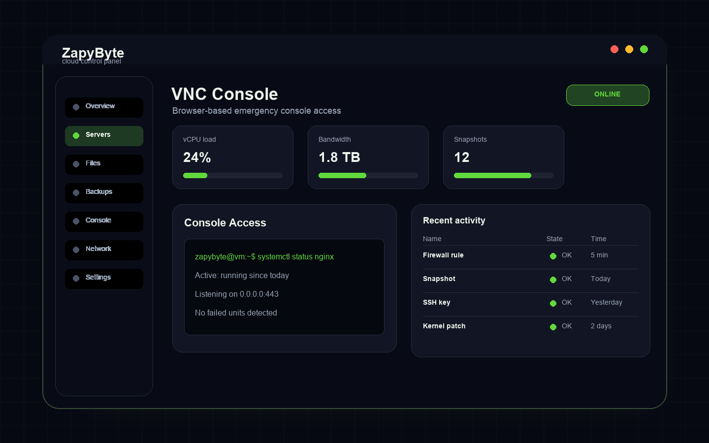 A preview of the VNC Access feature in the Firefly Panel